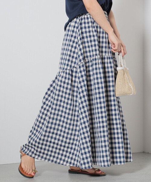 BEAMS HEART（ビームスハート）の「BEAMS HEART / チェック ギャザー ロングスカート（スカート・レディース・ブラウン/オレンジ/ネイビー・FREE）」の15枚目の写真