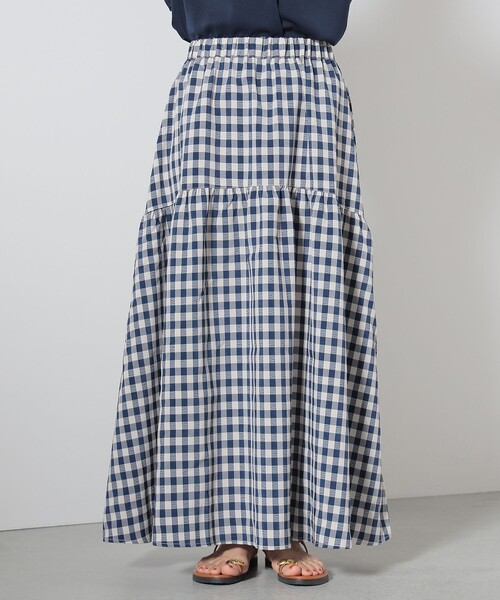 BEAMS HEART（ビームスハート）の「BEAMS HEART / チェック ギャザー ロングスカート（スカート・レディース・ブラウン/オレンジ/ネイビー・FREE）」の16枚目の写真