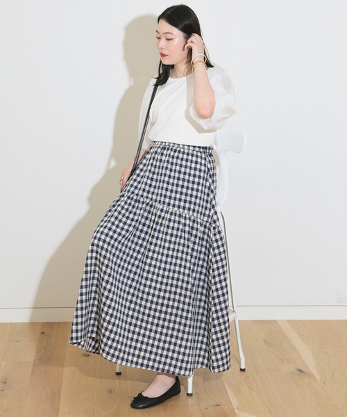 BEAMS HEART（ビームスハート）の「BEAMS HEART / チェック ギャザー ロングスカート（スカート・レディース・ブラウン/オレンジ/ネイビー・FREE）」の20枚目の写真