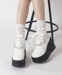 厚底ハートチェーン付きブーツ