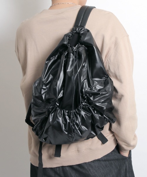 MASSIVE STORE（マッシブストア）の「【recomend selection/セレクト】フェイクレザードロストリング バックパック リュック　2308HCJB115（バックパック/リュック・メンズ・シルバー/ブラック・FREE）」の14枚目の写真