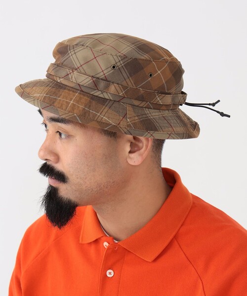 BEAMS PLUS（ビームスプラス）の「BEAMS PLUS / ウール ポリエステル チェック ジャングルハット（ハット・メンズ・グリーン/ブラウン・ONE SIZE）」の3枚目の写真