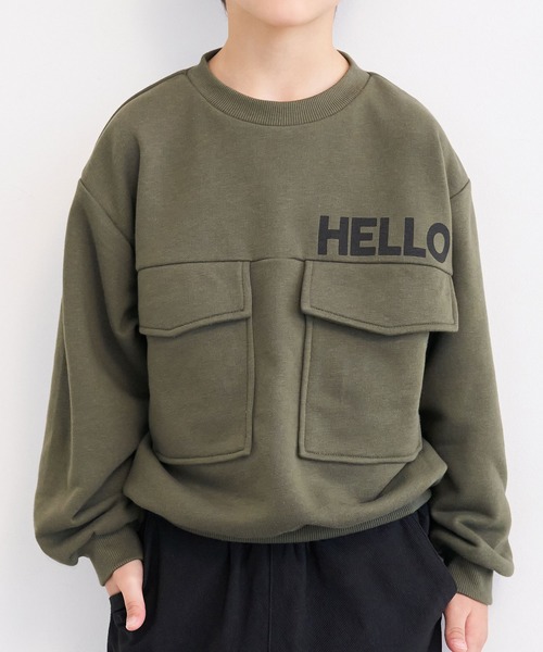 coca（coca）（コカ）の「キッズ 裏毛胸フラップポケットトップス（スウェット・キッズ・ブラック/カーキ・110/130/140/120）」の8枚目の写真