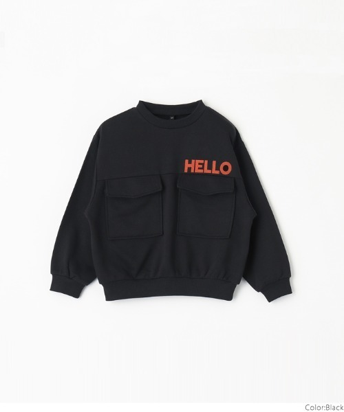 coca（coca）（コカ）の「キッズ 裏毛胸フラップポケットトップス（スウェット・キッズ・ブラック/カーキ・110/130/140/120）」の13枚目の写真
