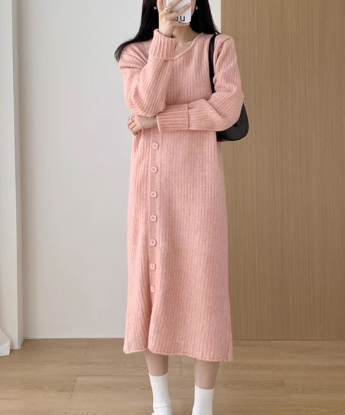 Miniministore(ミニミニストア)の「タートルネック ワンピース体型カバー韓国(ワンピース・レディース・アイボリー/ブラック/グレー/ピンク/ワインレッド・フリー)」の4枚目の写真