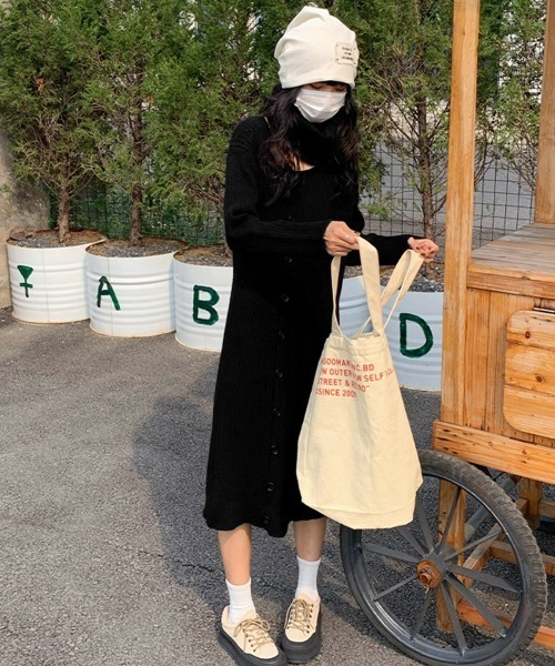 Miniministore(ミニミニストア)の「タートルネック ワンピース体型カバー韓国(ワンピース・レディース・アイボリー/ブラック/グレー/ピンク/ワインレッド・フリー)」の9枚目の写真