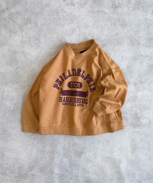 BIG FIELD(ビッグフィールド)の「ナガソデリブツキプリントロンT(80~150cm)(Tシャツ/カットソー・キッズ・オフホワイト/キャメル/ライトブルー/チャコール・120/130/140/90/100/110/95/150/80)」の4枚目の写真