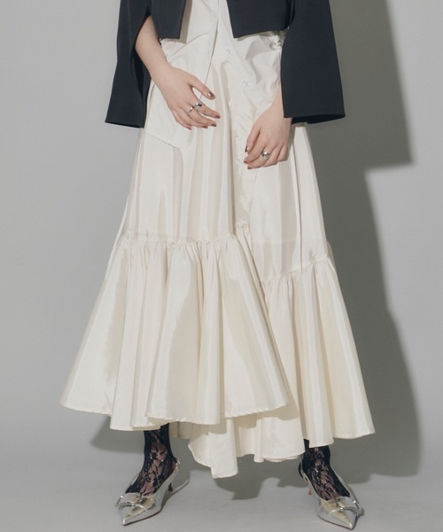 VIOLETTA（ヴィオレッタ）の「グロッシーフレアイレヘムスカート（スカート・レディース・ブラック/アイボリー/ロイヤルブルー・S/M）」の9枚目の写真