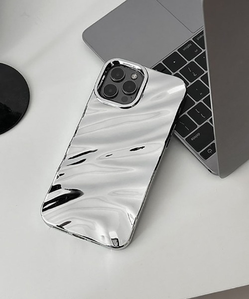 セール】シルバー メタリック TPU 3D ドレープ テクスチャ