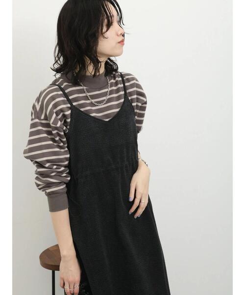 Samansa Mos2 blue（サマンサモスモスブルー）の「バブルコールキャミワンピース（ワンピース・レディース・チャコールグレー/モカ/ブラック・F）」の16枚目の写真