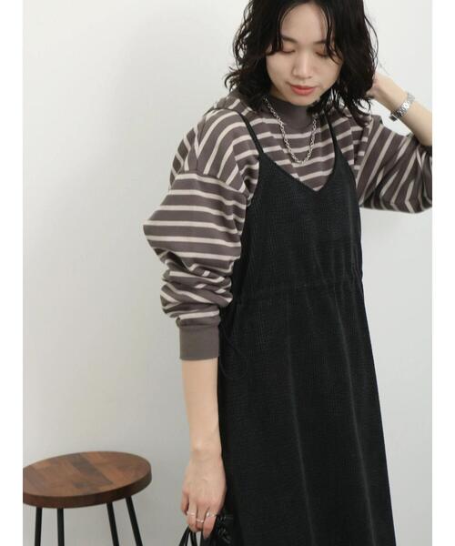 Samansa Mos2 blue（サマンサモスモスブルー）の「バブルコールキャミワンピース（ワンピース・レディース・チャコールグレー/モカ/ブラック・F）」の12枚目の写真