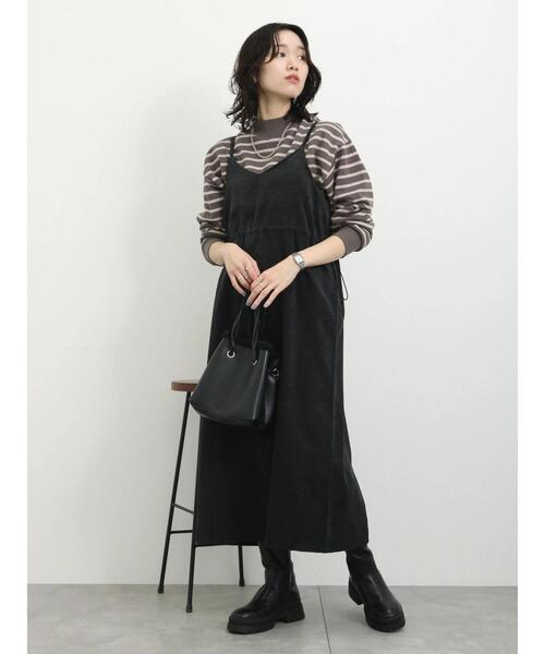 Samansa Mos2 blue（サマンサモスモスブルー）の「バブルコールキャミワンピース（ワンピース・レディース・チャコールグレー/モカ/ブラック・F）」の20枚目の写真