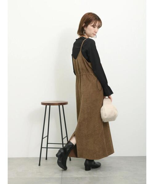 Samansa Mos2 blue（サマンサモスモスブルー）の「バブルコールキャミワンピース（ワンピース・レディース・チャコールグレー/モカ/ブラック・F）」の21枚目の写真
