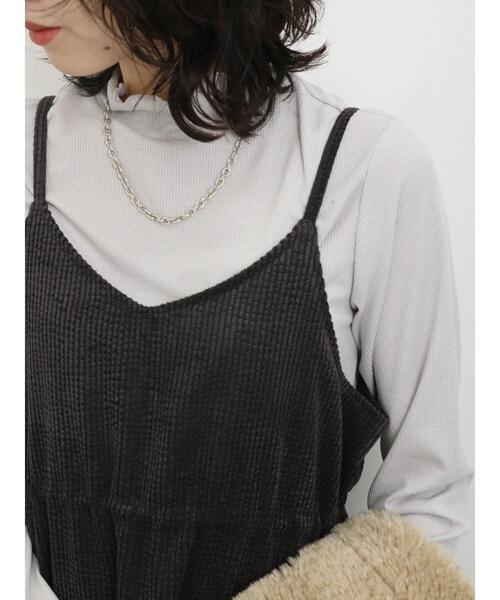 Samansa Mos2 blue（サマンサモスモスブルー）の「バブルコールキャミワンピース（ワンピース・レディース・チャコールグレー/モカ/ブラック・F）」の14枚目の写真