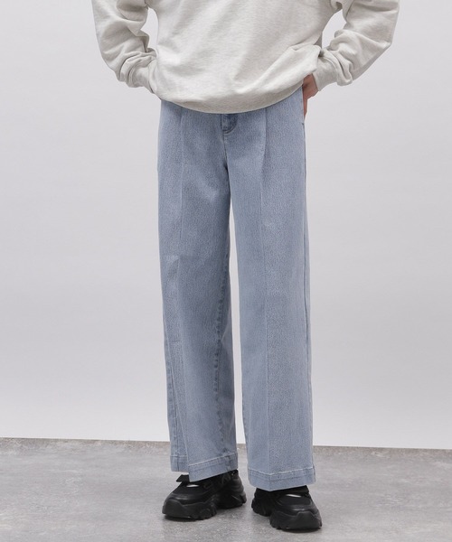 LAKOLE（ラコレ）の「ワンタックワイドデニム / 102224（デニムパンツ・レディース・チャコール/ライトブルー/アクア・LARGE/MEDIUM/SMALL）」の3枚目の写真