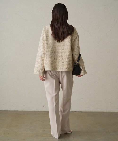 Loungedress ラウンジドレス ノーカラーツイード ジャケット きれいめ LOUNGEDRESS（ラウンジドレス）の「ツイードジャケット（ノー