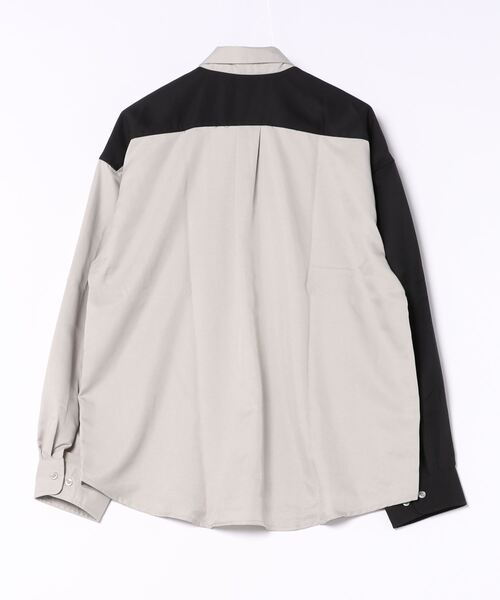 TAKA-Q（タカキュー）の「クレイジー切替 レギュラーカラー長袖BIGシャツ（シャツ/ブラウス・メンズ・ブルー/ブラック/ホワイト・MEDIUM/LARGE）」の4枚目の写真