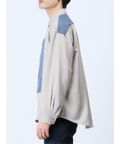 TAKA-Q（タカキュー）の「クレイジー切替 レギュラーカラー長袖BIGシャツ（シャツ/ブラウス・メンズ・ブルー/ブラック/ホワイト・MEDIUM/LARGE）」の22枚目の写真