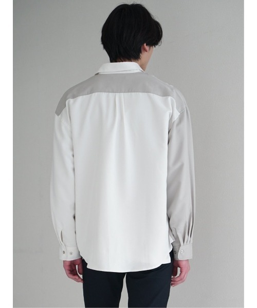 TAKA-Q（タカキュー）の「クレイジー切替 レギュラーカラー長袖BIGシャツ（シャツ/ブラウス・メンズ・ブルー/ブラック/ホワイト・MEDIUM/LARGE）」の6枚目の写真