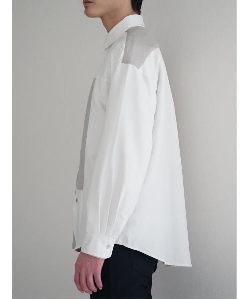 TAKA-Q（タカキュー）の「クレイジー切替 レギュラーカラー長袖BIGシャツ（シャツ/ブラウス・メンズ・ブルー/ブラック/ホワイト・MEDIUM/LARGE）」の10枚目の写真