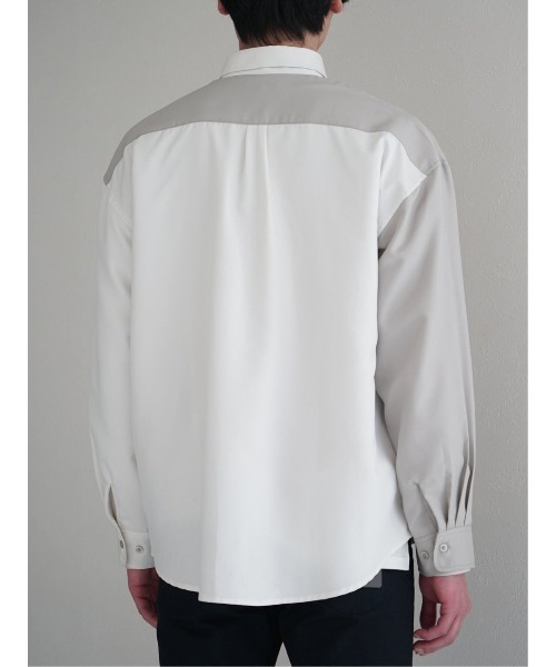 TAKA-Q（タカキュー）の「クレイジー切替 レギュラーカラー長袖BIGシャツ（シャツ/ブラウス・メンズ・ブルー/ブラック/ホワイト・MEDIUM/LARGE）」の11枚目の写真