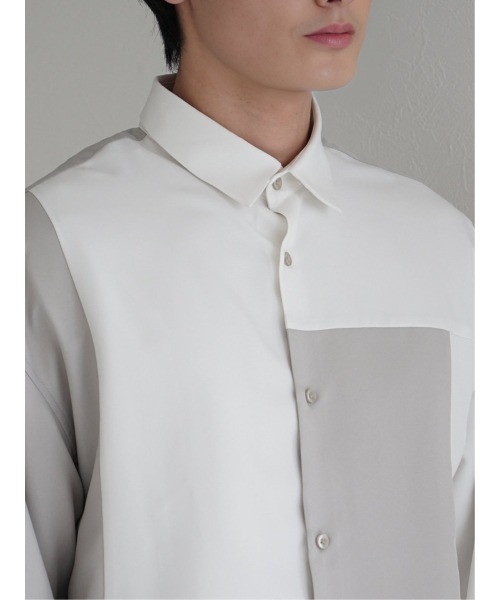 TAKA-Q（タカキュー）の「クレイジー切替 レギュラーカラー長袖BIGシャツ（シャツ/ブラウス・メンズ・ブルー/ブラック/ホワイト・MEDIUM/LARGE）」の12枚目の写真