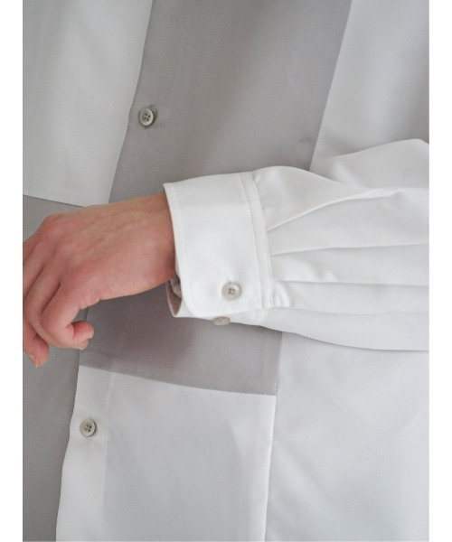 TAKA-Q（タカキュー）の「クレイジー切替 レギュラーカラー長袖BIGシャツ（シャツ/ブラウス・メンズ・ブルー/ブラック/ホワイト・MEDIUM/LARGE）」の13枚目の写真