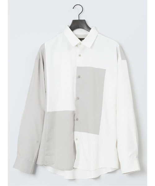 TAKA-Q（タカキュー）の「クレイジー切替 レギュラーカラー長袖BIGシャツ（シャツ/ブラウス・メンズ・ブルー/ブラック/ホワイト・MEDIUM/LARGE）」の14枚目の写真