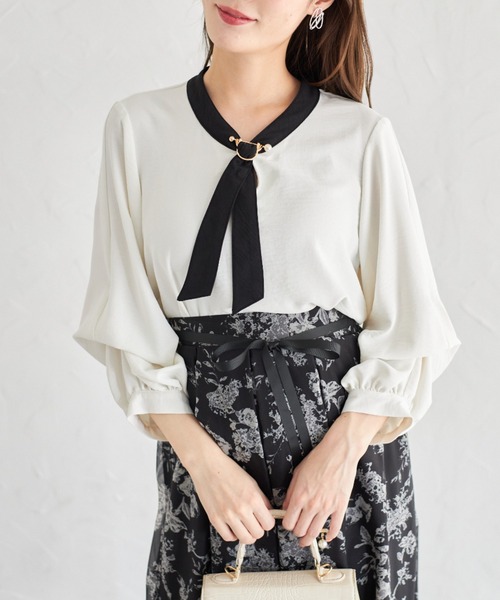 tocco closet(トッコ クローゼット)の「【ZOZO限定】2WAYスリーブブラウス(シャツ/ブラウス・レディース・オフホワイト/ドット/その他/ブラック・M)」の3枚目の写真