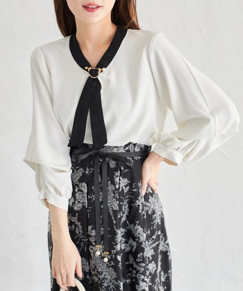 tocco closet(トッコ クローゼット)の「【ZOZO限定】2WAYスリーブブラウス(シャツ/ブラウス・レディース・オフホワイト/ドット/その他/ブラック・M)」の7枚目の写真