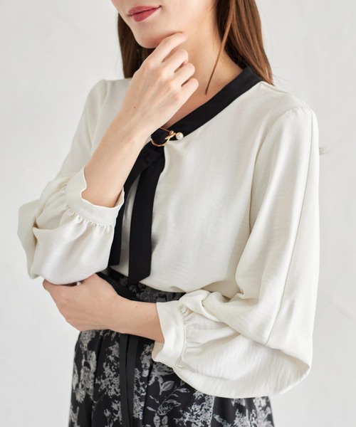 tocco closet(トッコ クローゼット)の「【ZOZO限定】2WAYスリーブブラウス(シャツ/ブラウス・レディース・オフホワイト/ドット/その他/ブラック・M)」の8枚目の写真