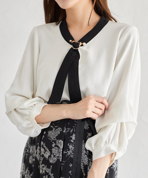 tocco closet(トッコ クローゼット)の「【ZOZO限定】2WAYスリーブブラウス(シャツ/ブラウス・レディース・オフホワイト/ドット/その他/ブラック・M)」の9枚目の写真
