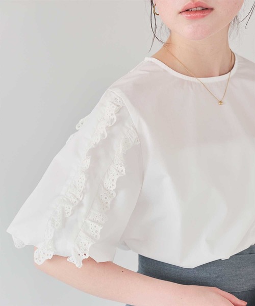 ♡美品♡ ドゥロワー　コットンパフスリーブブラウス　ブラック　24SS 定価6万 DRAWER ドゥロワー 24SS SUMMER シルク フリンジショート