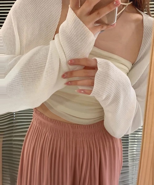 Miniministore(ミニミニストア)の「サマーカーディガン長袖ショート丈 ボレロ(カーディガン/ボレロ・レディース・ブラック/ホワイト/フューシャピンク/アイボリー・FREE)」の5枚目の写真