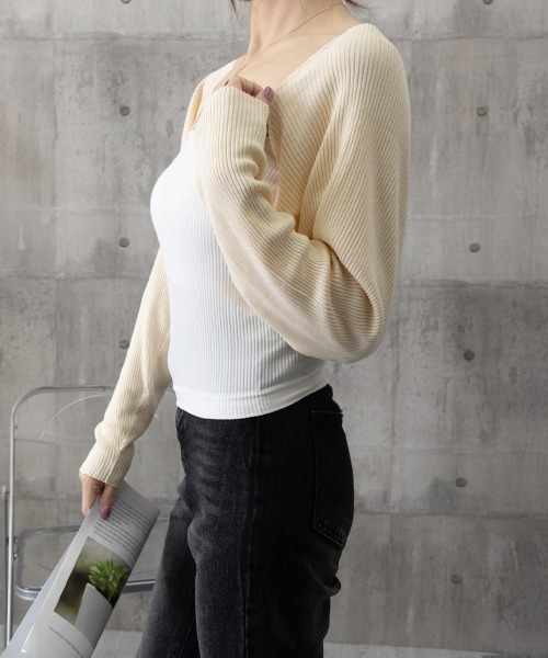 Miniministore(ミニミニストア)の「サマーカーディガン長袖ショート丈 ボレロ(カーディガン/ボレロ・レディース・ブラック/ホワイト/フューシャピンク/アイボリー・FREE)」の14枚目の写真