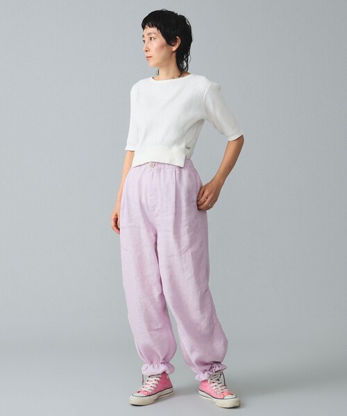 BEAMS BOY(ビームスボーイ)の「maturely / Rib Gimmick Short Sleeves(Tシャツ/カットソー・レディース・ホワイト/ブラック・ONE SIZE)」の3枚目の写真