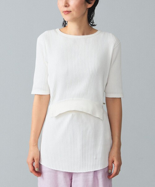 BEAMS BOY(ビームスボーイ)の「maturely / Rib Gimmick Short Sleeves(Tシャツ/カットソー・レディース・ホワイト/ブラック・ONE SIZE)」の7枚目の写真