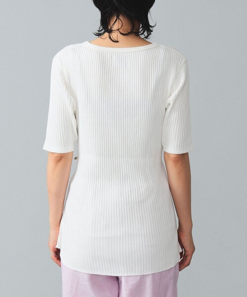 BEAMS BOY(ビームスボーイ)の「maturely / Rib Gimmick Short Sleeves(Tシャツ/カットソー・レディース・ホワイト/ブラック・ONE SIZE)」の9枚目の写真