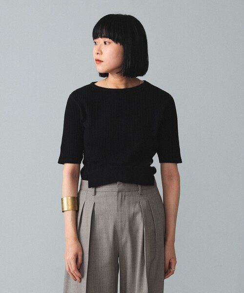 BEAMS BOY(ビームスボーイ)の「maturely / Rib Gimmick Short Sleeves(Tシャツ/カットソー・レディース・ホワイト/ブラック・ONE SIZE)」の19枚目の写真