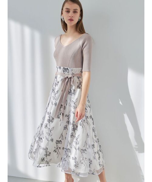 MERCURYDUO チュール刺繍カシュクールニットドッキングワンピース未使用 マーキュリーデュオ MERCURYDUO チュール刺繍カシュクールニット