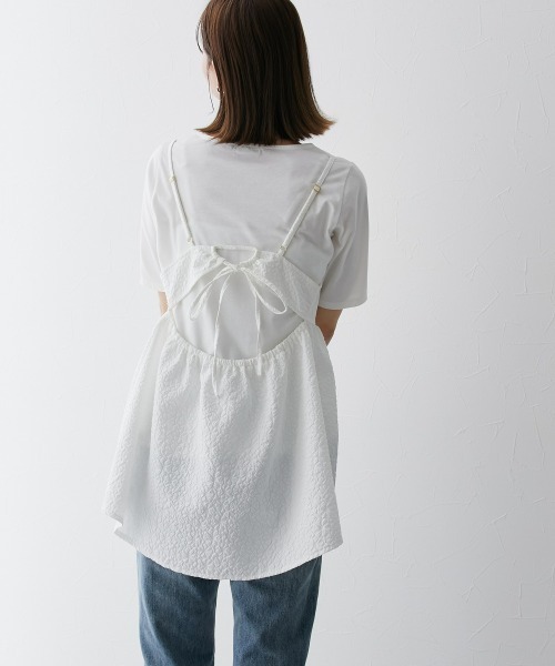 nissen(ニッセン)の「ふくれジャガードキャミソール+無地Tシャツ 2点セット(キャミソール・レディース・ブラック/オフホワイト・S/M/L/LL)」の22枚目の写真