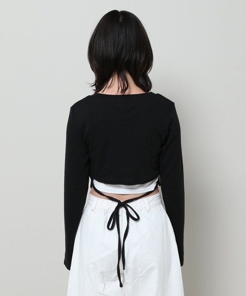 3.3 Field Trip (3.3フィールドトリップ)の「3.3 Field Trip/ソリッドカット バックリボン長袖Tシャツ 2103076(Tシャツ/カットソー・レディース・ブラック/ホワイト・FREE)」の16枚目の写真