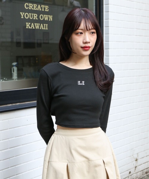 3.3 Field Trip (3.3フィールドトリップ)の「3.3 Field Trip/ソリッドカット バックリボン長袖Tシャツ 2103076(Tシャツ/カットソー・レディース・ブラック/ホワイト・FREE)」の5枚目の写真