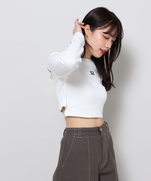 3.3 Field Trip (3.3フィールドトリップ)の「3.3 Field Trip/ソリッドカット バックリボン長袖Tシャツ 2103076(Tシャツ/カットソー・レディース・ブラック/ホワイト・FREE)」の11枚目の写真