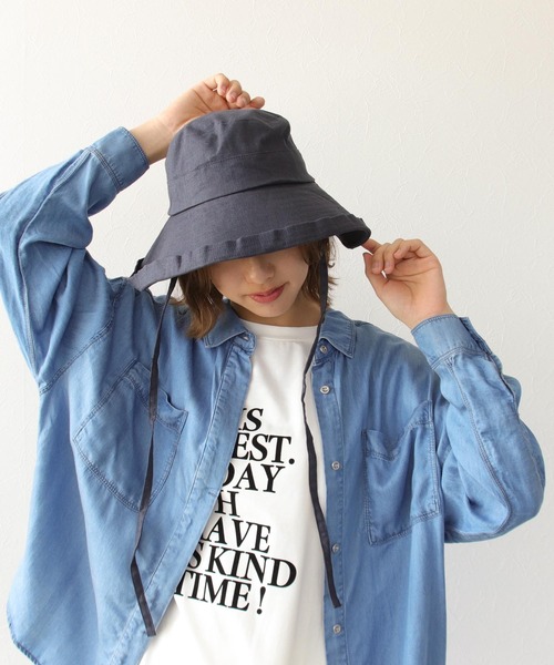 Three Four Time（ｽﾘｰﾌｫｰﾀｲﾑ）の「UVケアアジャスター付きブリーズHAT（ハット・レディース・ピンク系その他/ブルーグレー/アイボリー/チャコールグレー・FREE）」の9枚目の写真