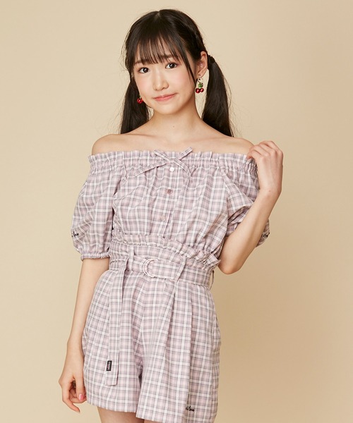 JENNI love（ジェニィラブ）の「2wayチェック柄トップス（シャツ/ブラウス・キッズ・ピンク/イエロー/ブラック・140cm/130cm/160cm/150cm）」の3枚目の写真