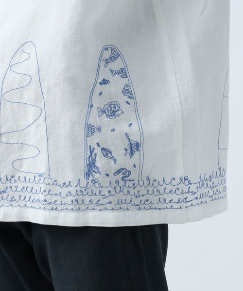 INDIA IS BEAUTIFUL]コットンリネン刺繍シャツ | [公式