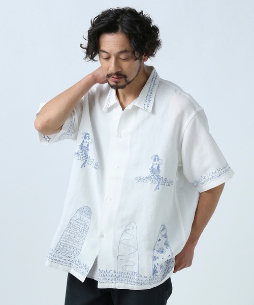 INDIA IS BEAUTIFUL]コットンリネン刺繍シャツ | [公式