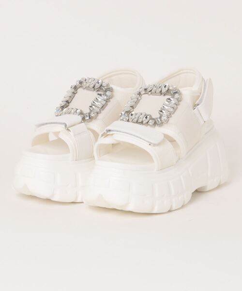 Parade（パレード）の「【厚底】ビジュー付きダブルベルトスポーツサンダル　372（サンダル・レディース・ブラック/ホワイト・M/L/LL/S）」の2枚目の写真