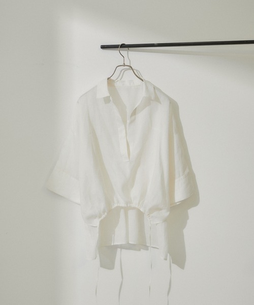 SALON adam et rope'(サロン アダム エ ロペ)の「シアーリネンドロストドルマンシャツ(シャツ/ブラウス・レディース・オフホワイト/ブルー/ブラック・FREE)」の10枚目の写真